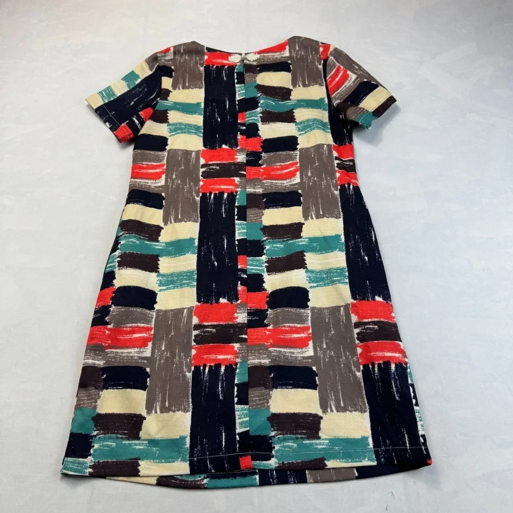 Molly Bracken Shift Dress Womens XS Multi Patterned Casual Short Sleeve Lined